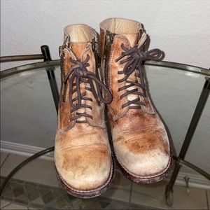 Bed Stu cobbler boots 7.5 distressed lace up zip